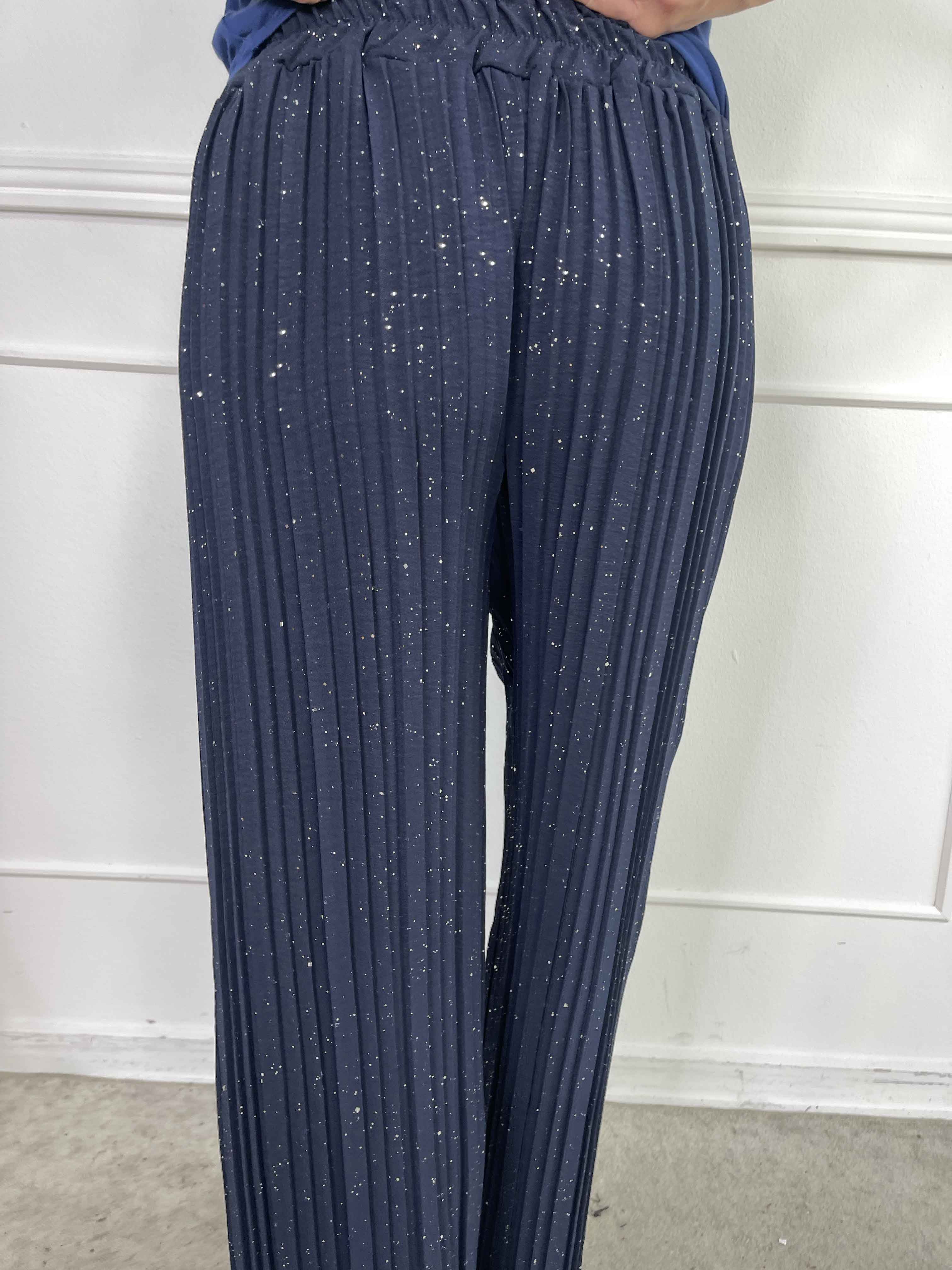 Pola Glitter - Plisseret løse bukser med glimmer